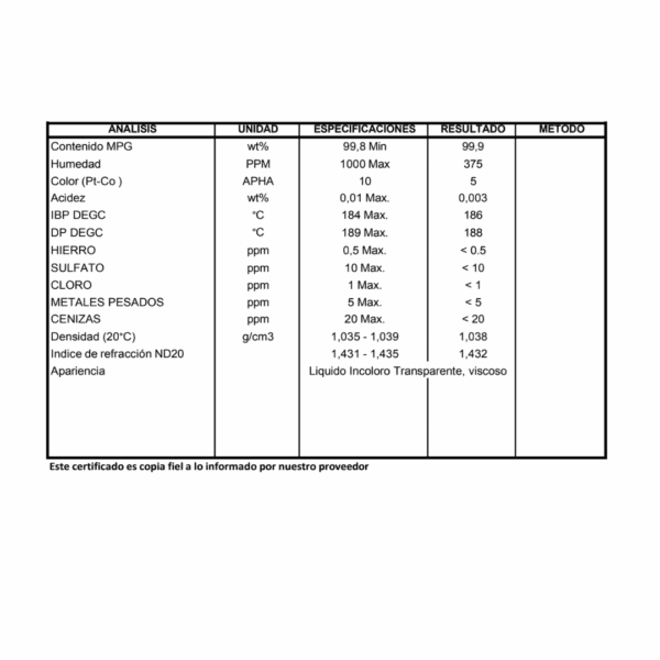 Propilenglicol USP en Chile