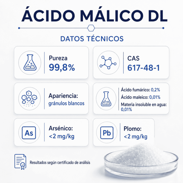 Acido Malico en Chile con envio Ácido Málico en polvo insumo químico en Chile